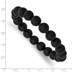 Chisel 10mm Black Agate Beaded Stretch Bracelet