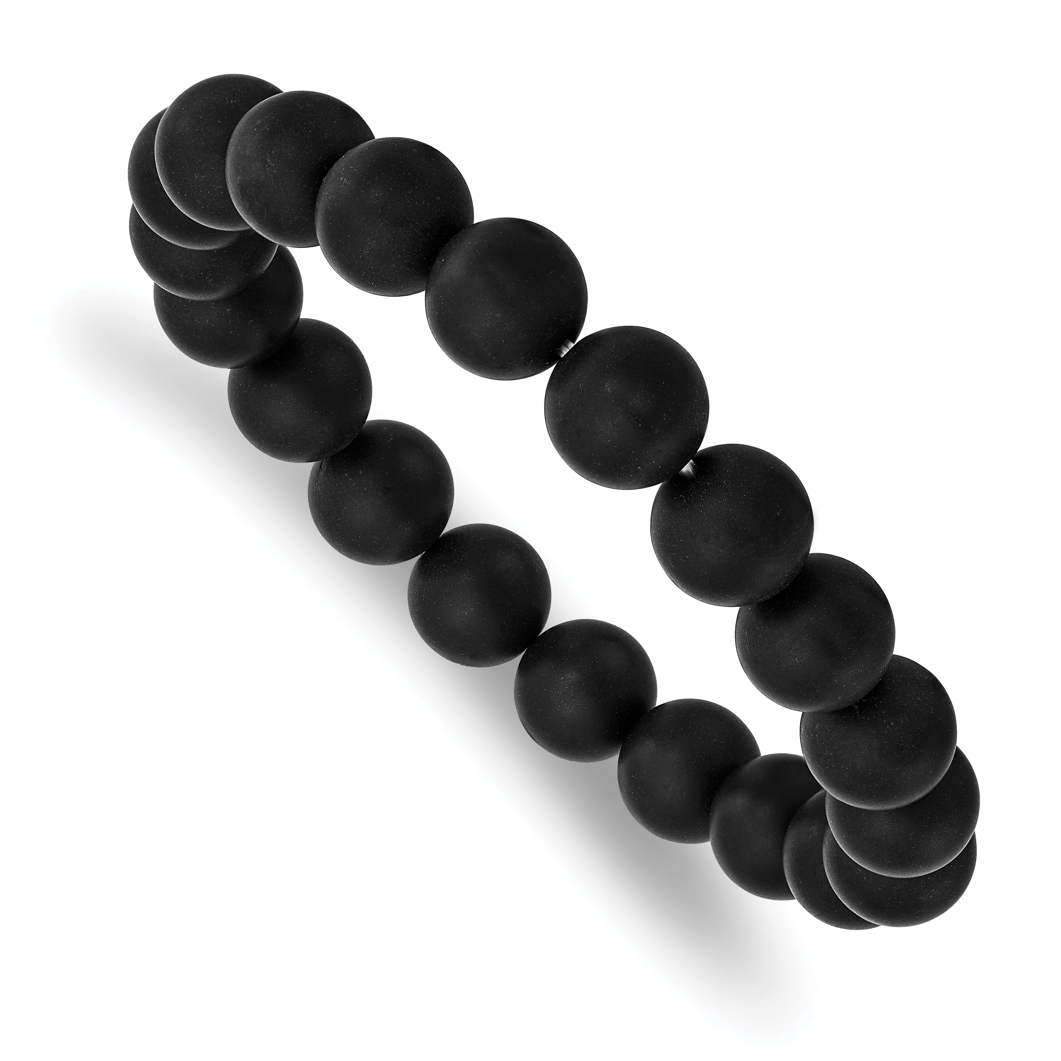 Chisel 10mm Black Agate Beaded Stretch Bracelet