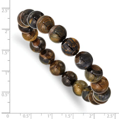 Chisel 10mm Blue and Yellow Tiger's Eye Agate Beaded Stretch Bracelet