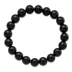 Chisel 10mm Black Agate Beaded Stretch Bracelet