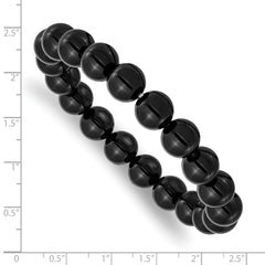 Chisel 10mm Black Agate Beaded Stretch Bracelet