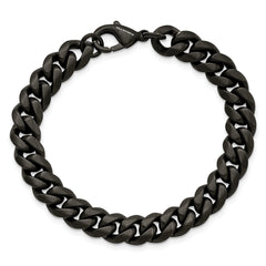 Chisel Stainless Steel Brushed Black IP-plated 10mm 8.5 inch Curb Bracelet