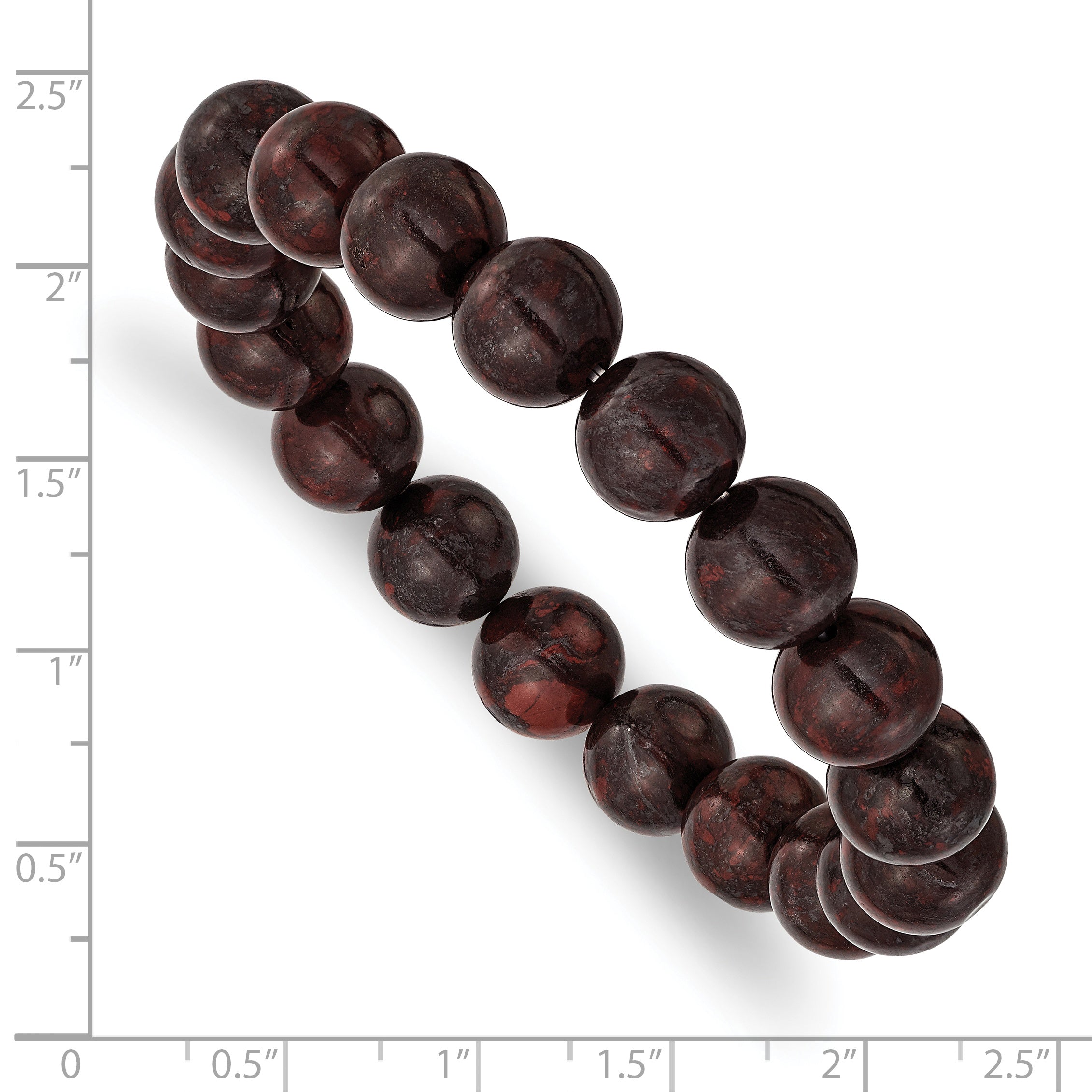 Chisel 10mm Black and Red Agate Beaded Stretch Bracelet