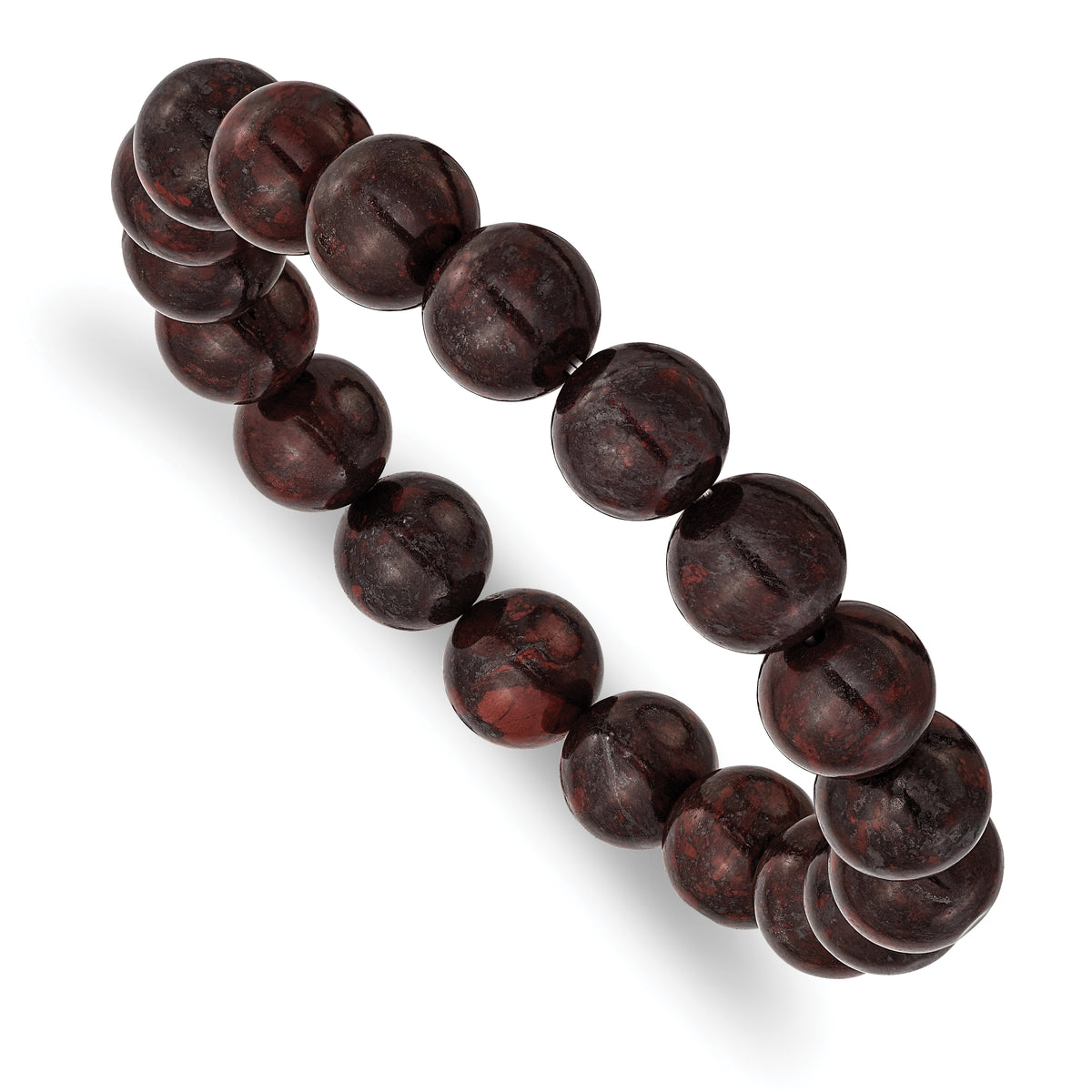 Chisel 10mm Black and Red Agate Beaded Stretch Bracelet