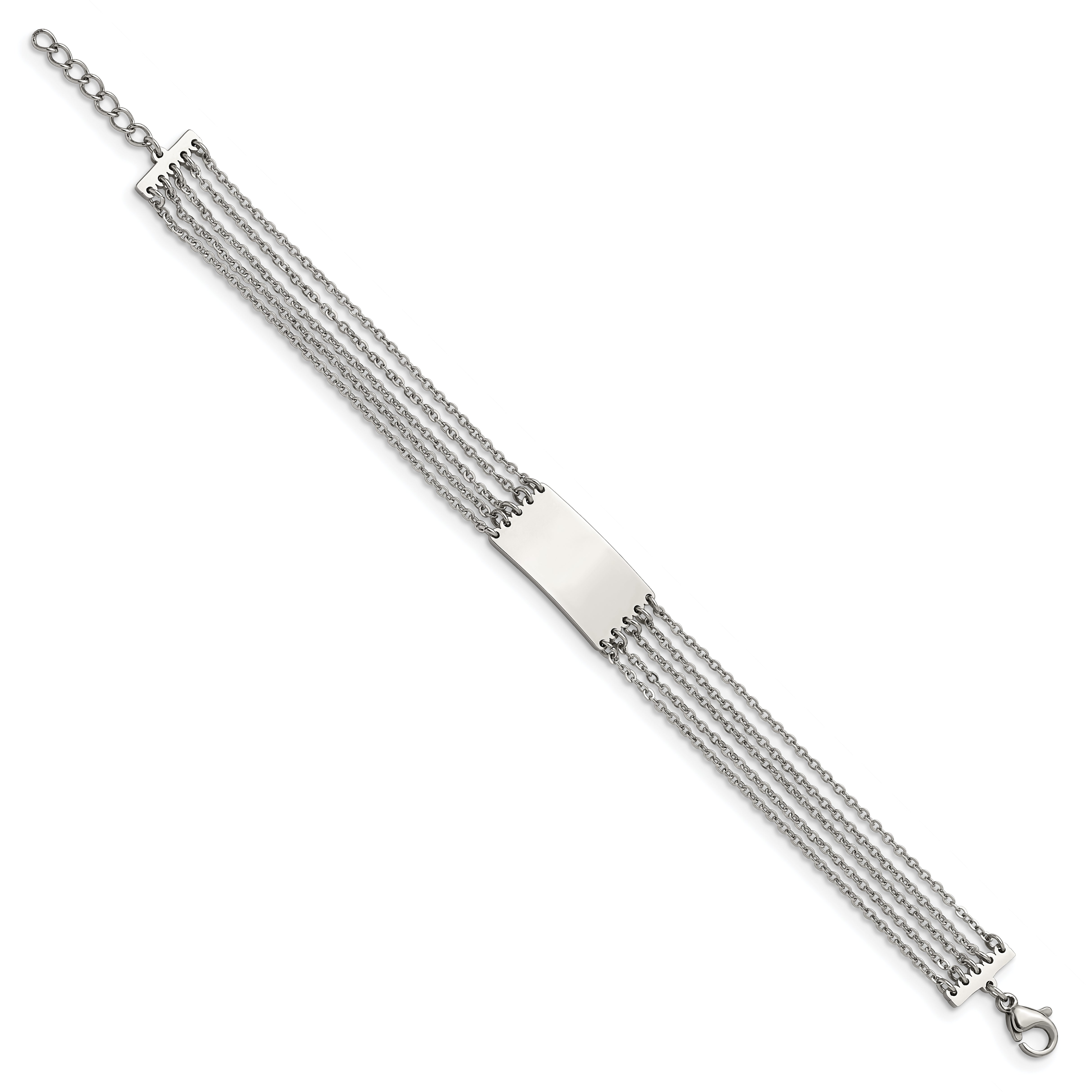 Chisel Stainless Steel Polished Multi Strand 6.5 inch ID Bracelet with .75 inch Extension