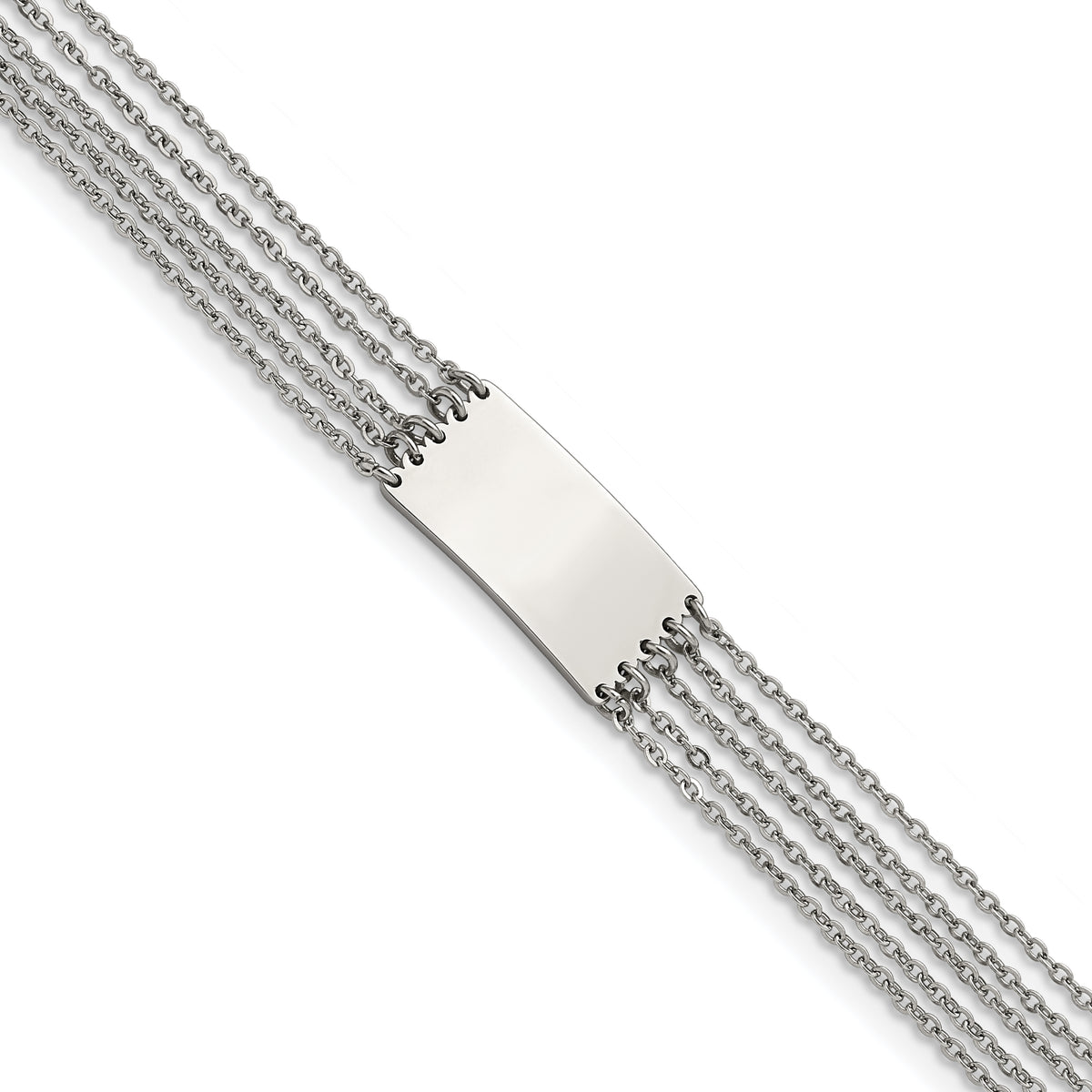 Chisel Stainless Steel Polished Multi Strand 6.5 inch ID Bracelet with .75 inch Extension