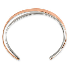 Stainless Steel Polished Rose IP-plated Layered and Twisted Cuff Bangle