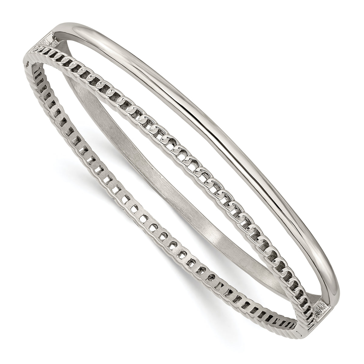 Stainless Steel Polished 9.25mm Hinged Bangle