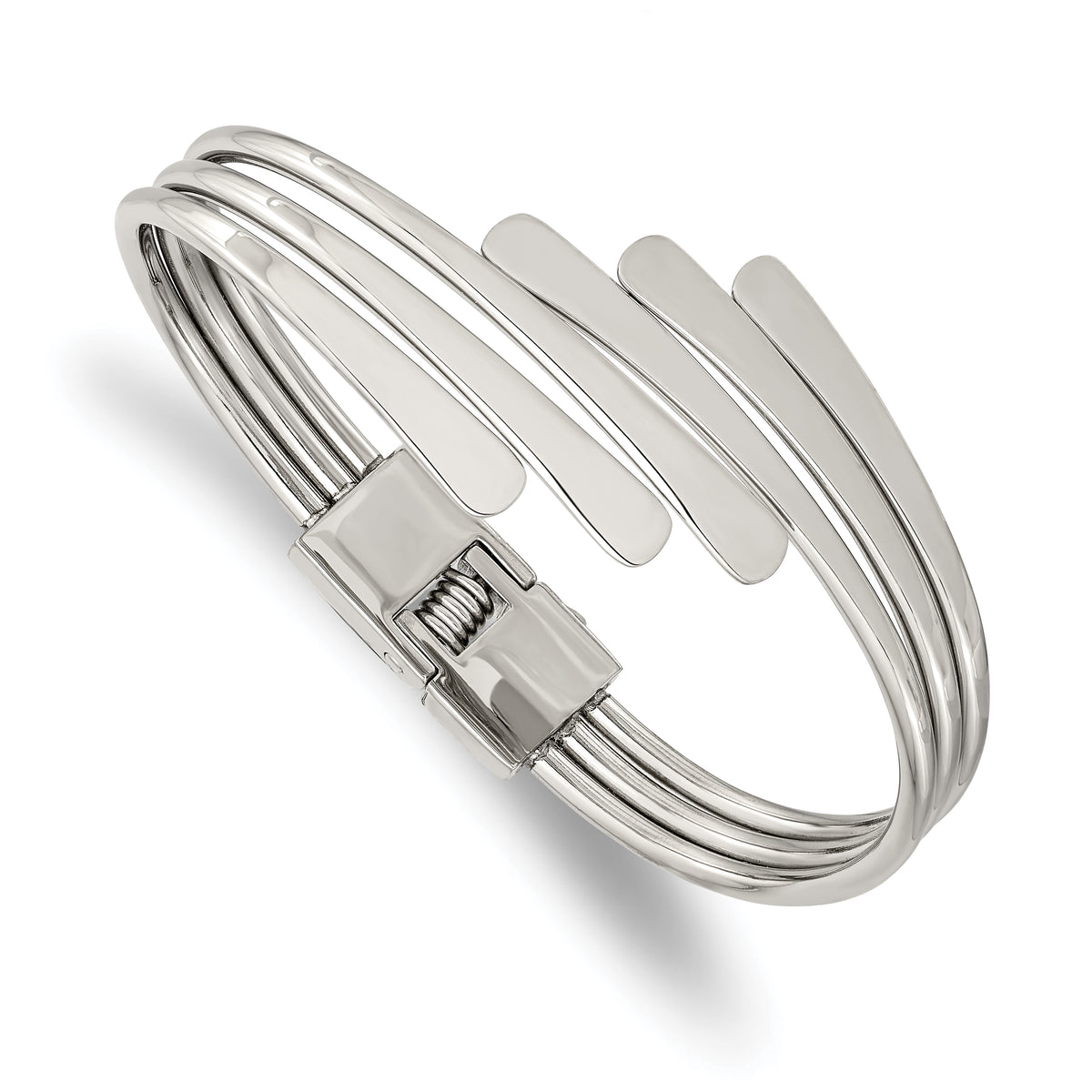 Chisel Stainless Steel Polished Hinged Bangle