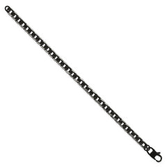 Chisel Stainless Steel Brushed and Textured Black IP-plated 8 inch Curb Chain Bracelet