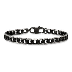 Chisel Stainless Steel Brushed and Textured Black IP-plated 8 inch Curb Chain Bracelet