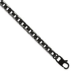 Chisel Stainless Steel Brushed and Textured Black IP-plated 8 inch Curb Chain Bracelet