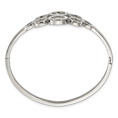 Chisel Stainless Steel Polished with Preciosa Crystal Hinged Bangle