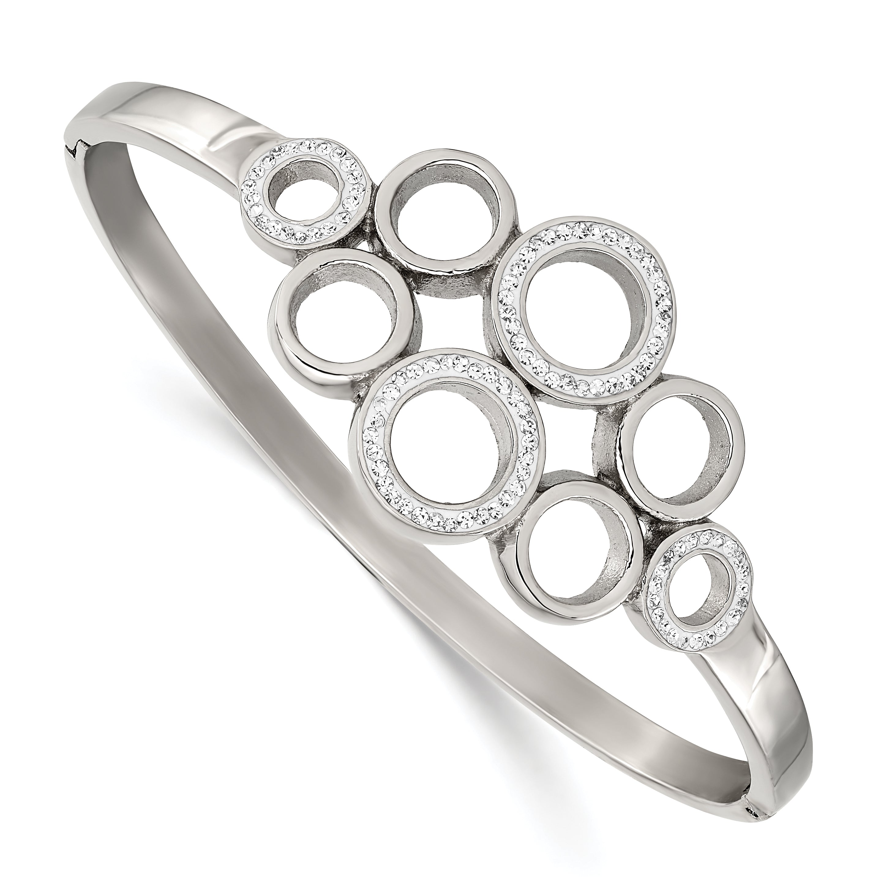 Chisel Stainless Steel Polished with Preciosa Crystal Hinged Bangle