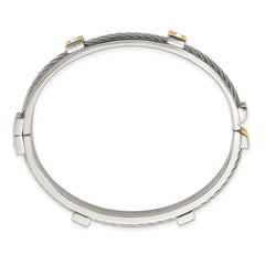 Chisel Stainless Steel Polished Yellow IP-plated with Preciosa Crystal Hinged Bangle