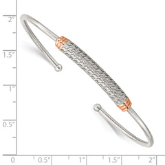 Stainless Steel Polished Rose IP-plated Flexible Cuff Bangle