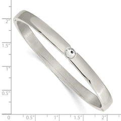 Chisel Stainless Steel Polished with Preciosa Crystal 6mm Hinged Bangle