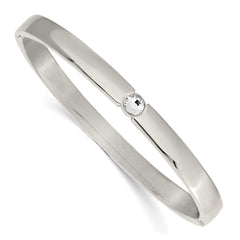 Chisel Stainless Steel Polished with Preciosa Crystal 6mm Hinged Bangle