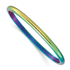 Chisel Stainless Steel Polished Rainbow IP-plated 4mm Hinged Bangle