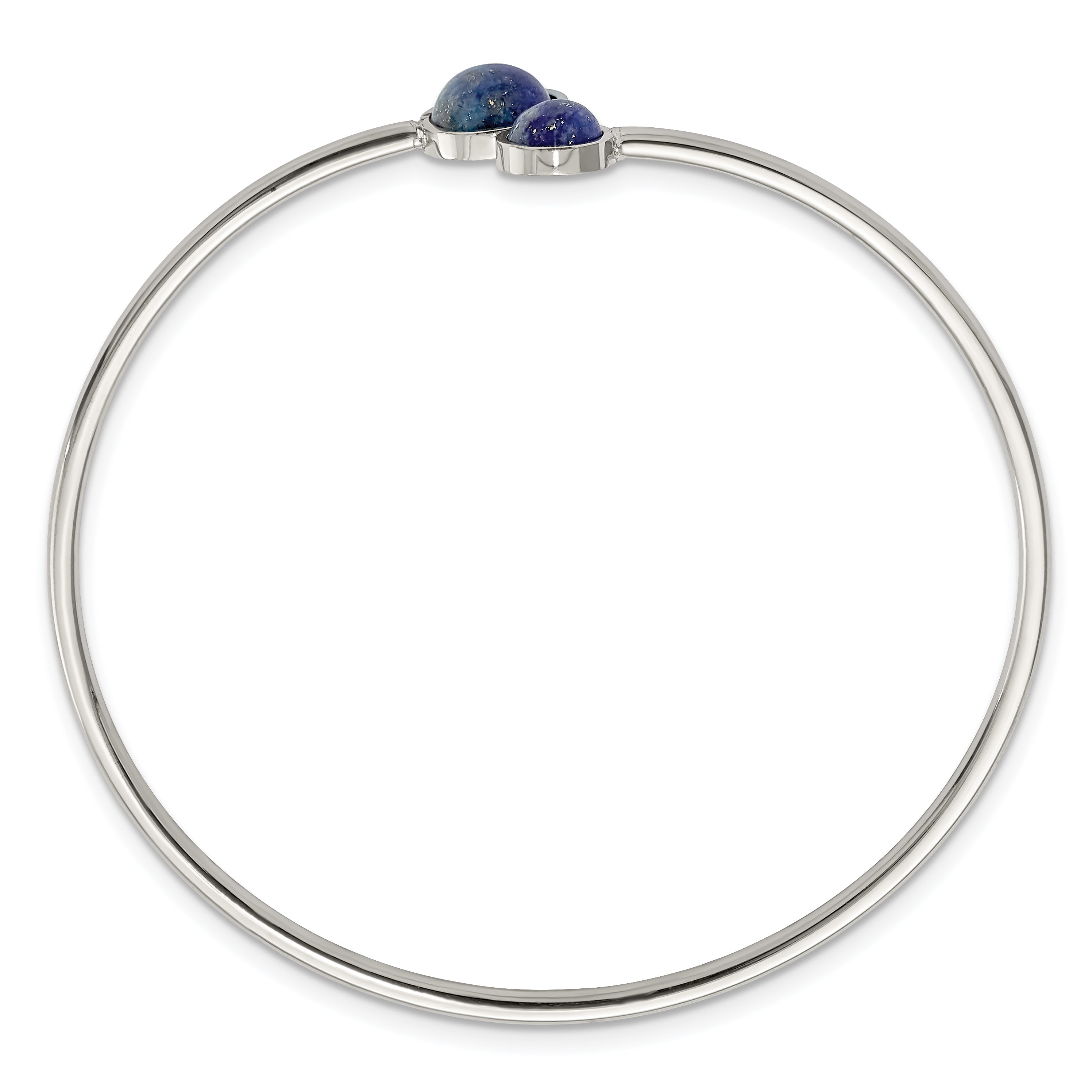 Chisel Stainless Steel Polished with Lapis Flexible Cuff Bangle