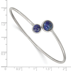 Chisel Stainless Steel Polished with Lapis Flexible Cuff Bangle