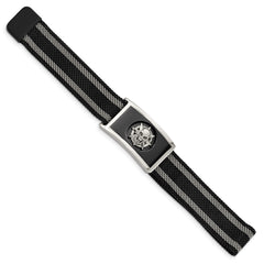 Chisel Stainless Steel Polished Black IP-plated Skull Mesh Adjustable Magnetic Clasp Bracelet