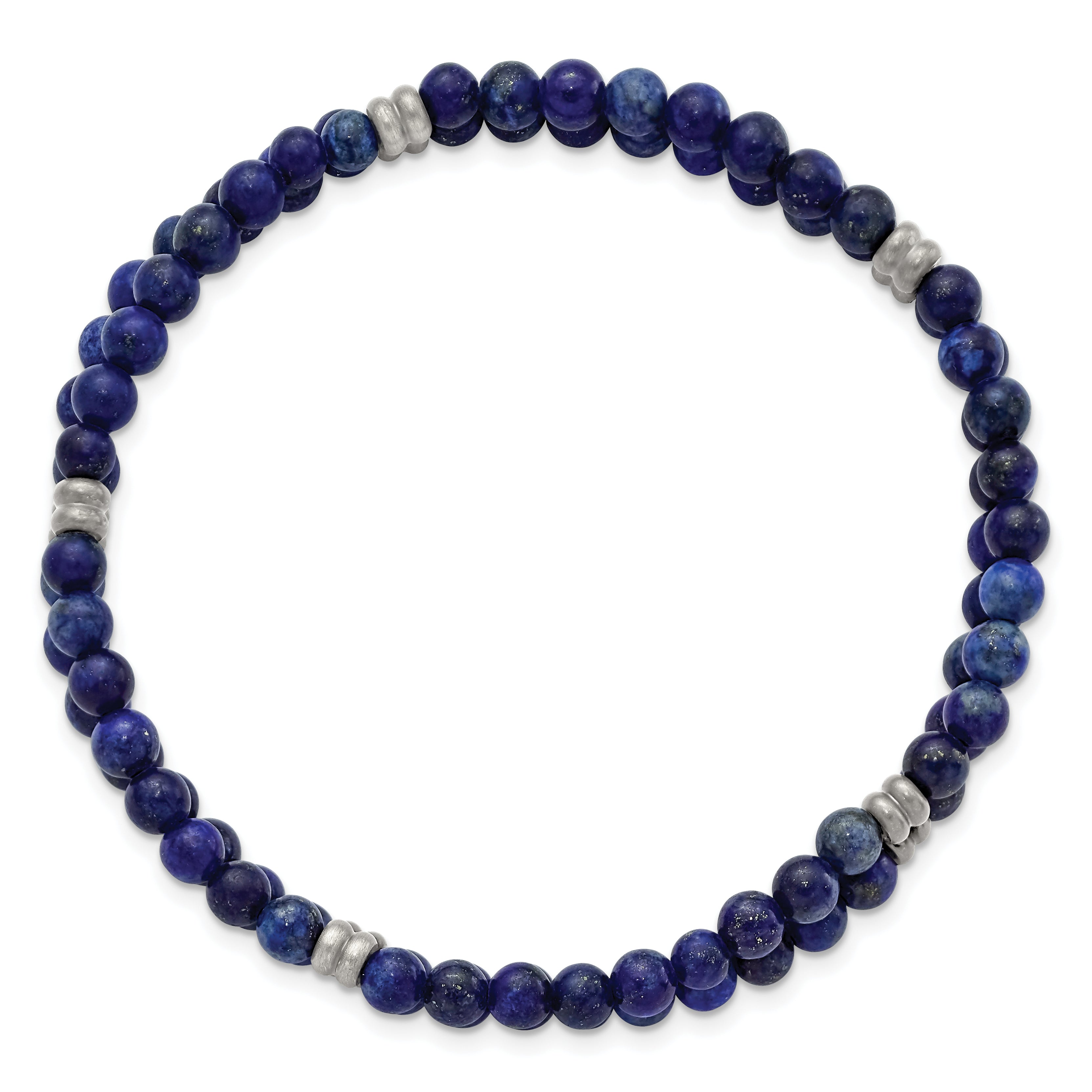 Chisel Stainless Steel Brushed and Antiqued Bronze-plated 4.5mm Lapis Beaded Stretch Bracelet