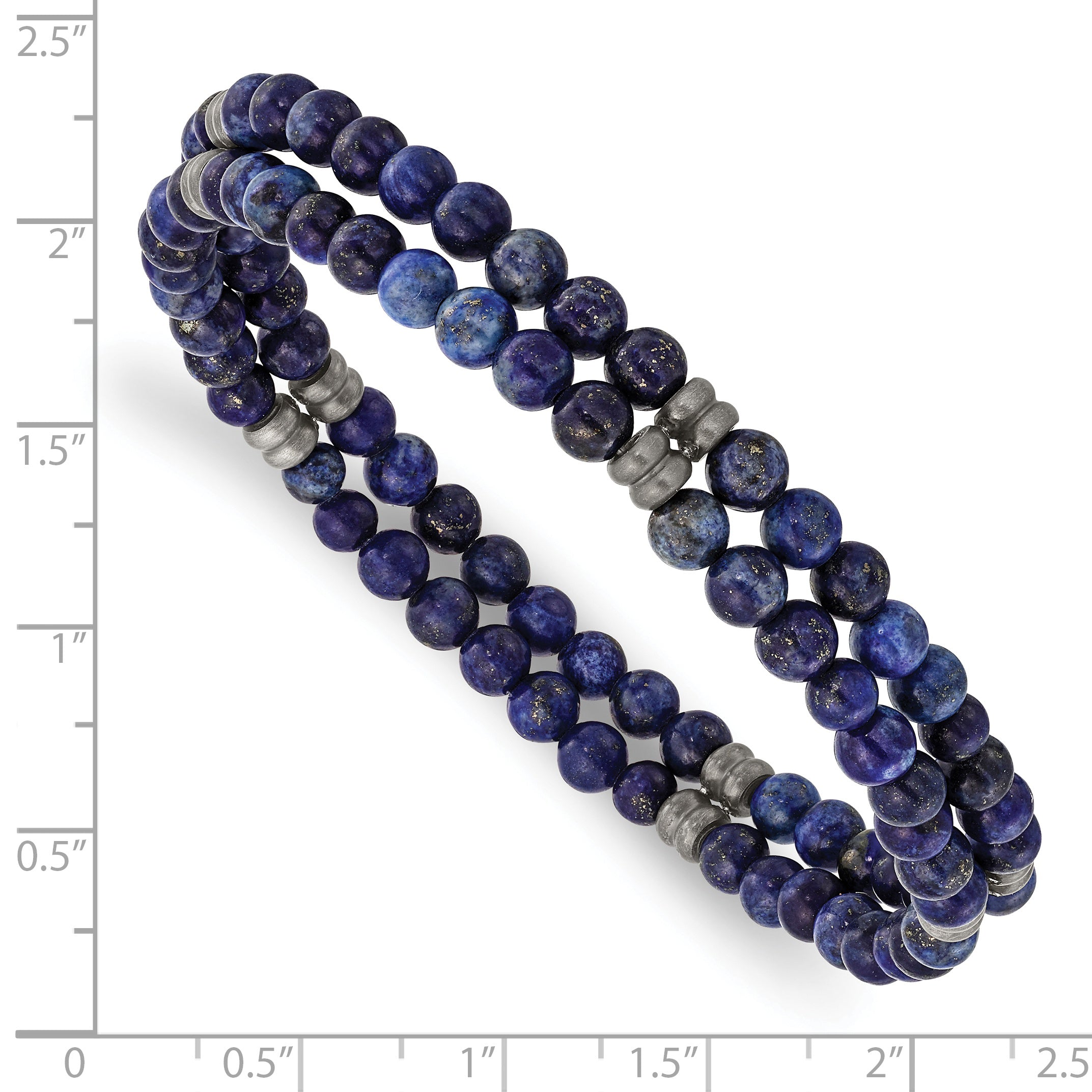 Chisel Stainless Steel Brushed and Antiqued Bronze-plated 4.5mm Lapis Beaded Stretch Bracelet