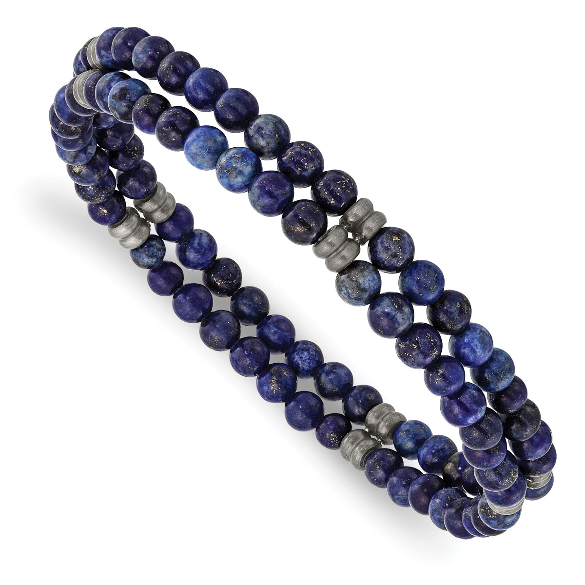 Chisel Stainless Steel Brushed and Antiqued Bronze-plated 4.5mm Lapis Beaded Stretch Bracelet