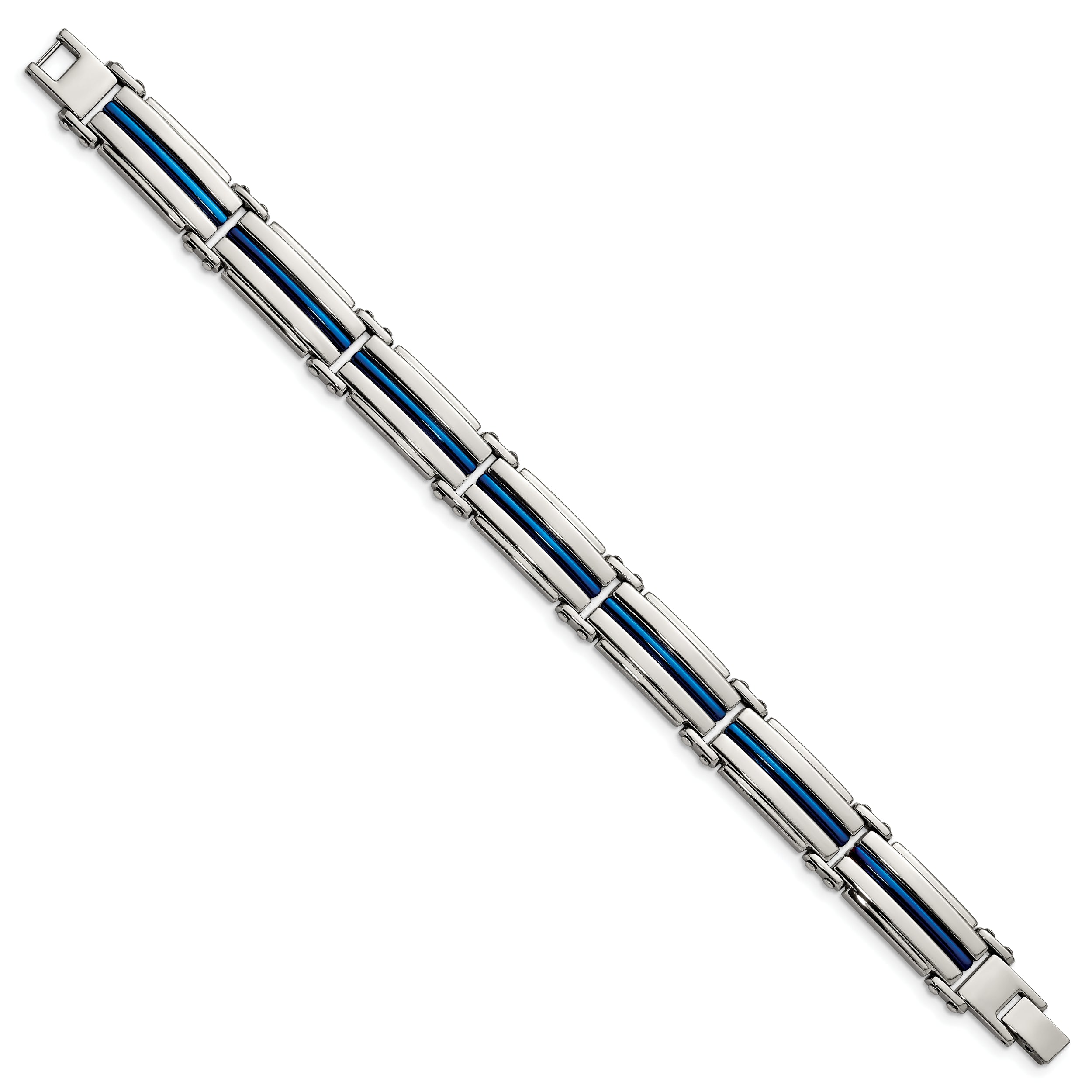 Chisel Stainless Steel Polished Blue IP-plated 8.5 inch Link Bracelet