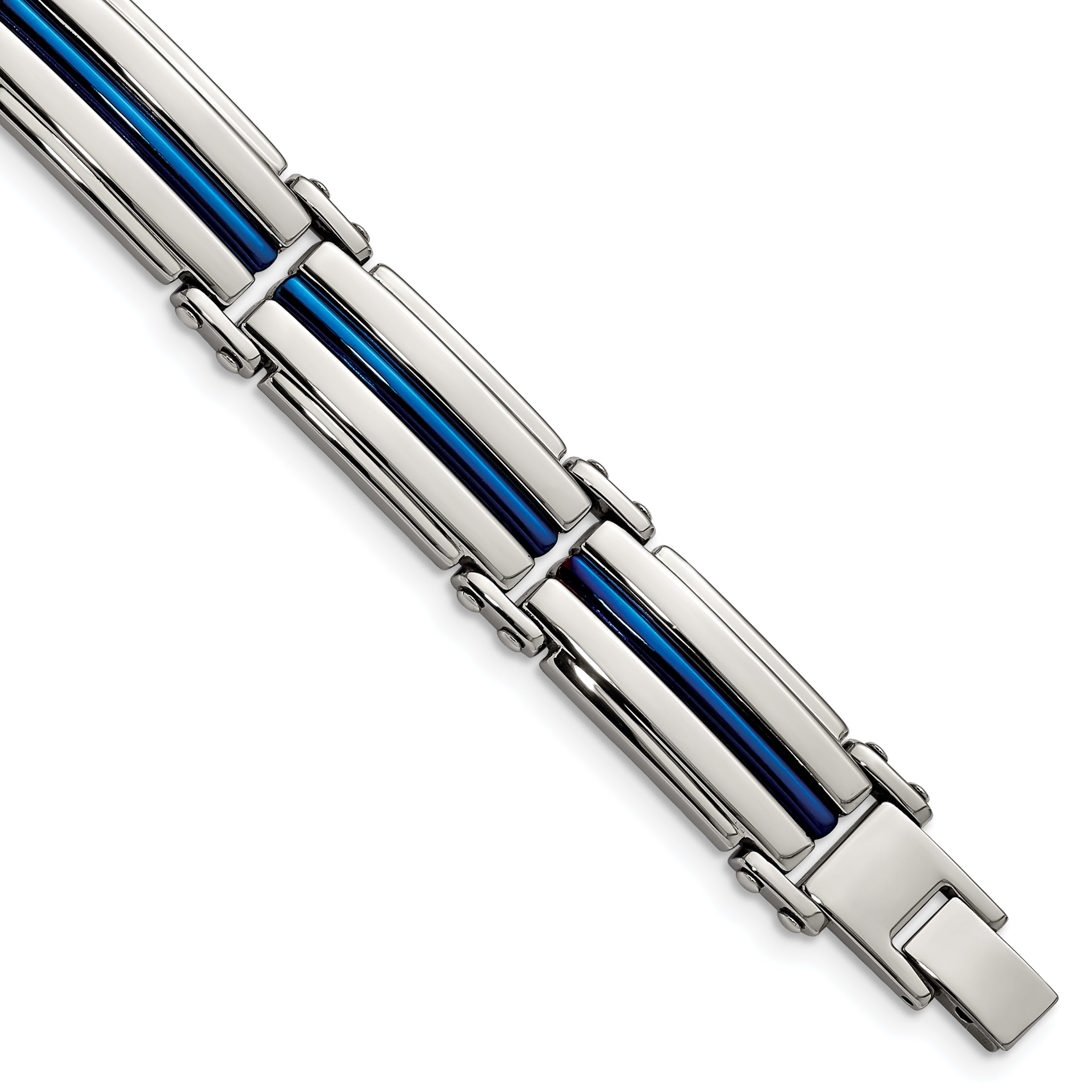 Chisel Stainless Steel Polished Blue IP-plated 8.5 inch Link Bracelet