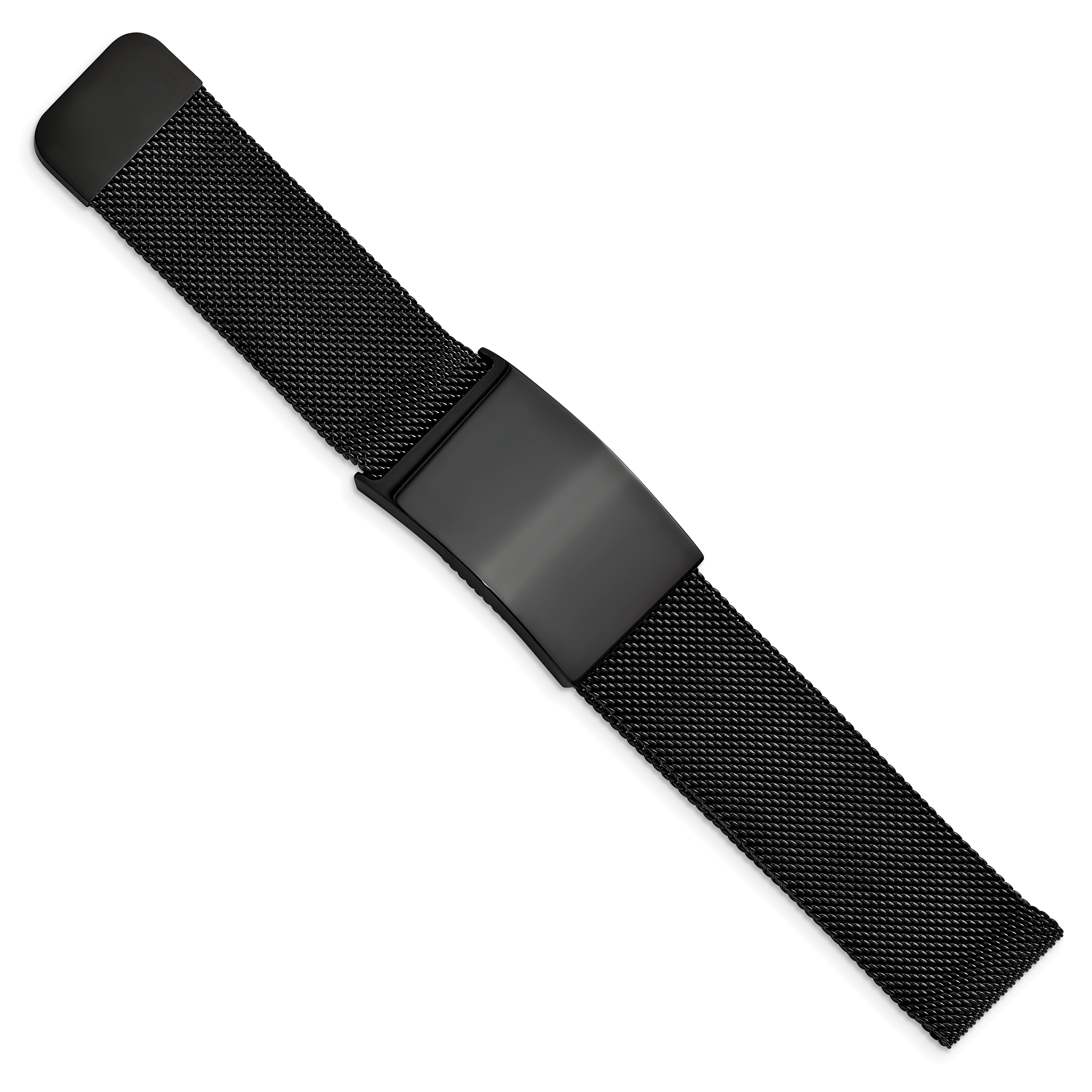 Chisel Stainless Steel Polished Black IP-plated Mesh Adjustable ID Bracelet