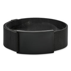 Chisel Stainless Steel Polished Black IP-plated Mesh Adjustable ID Bracelet