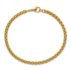 Chisel Stainless Steel Polished Yellow IP-plated 4mm 8.5 inch Spiga Chain Bracelet