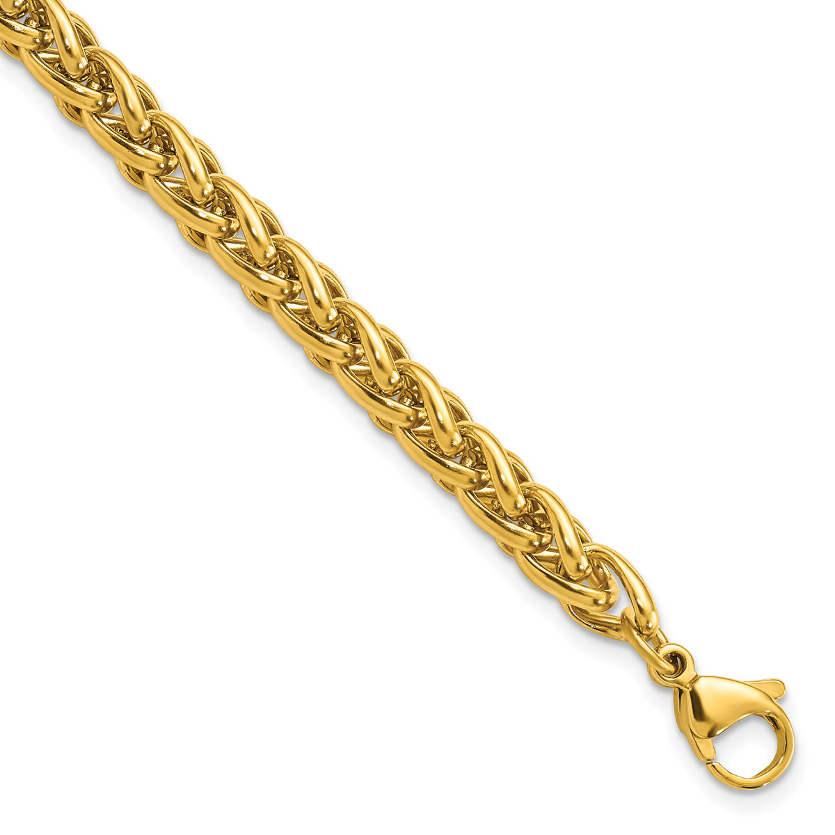 Chisel Stainless Steel Polished Yellow IP-plated 6mm 8.5in Spiga Chain Bracelet