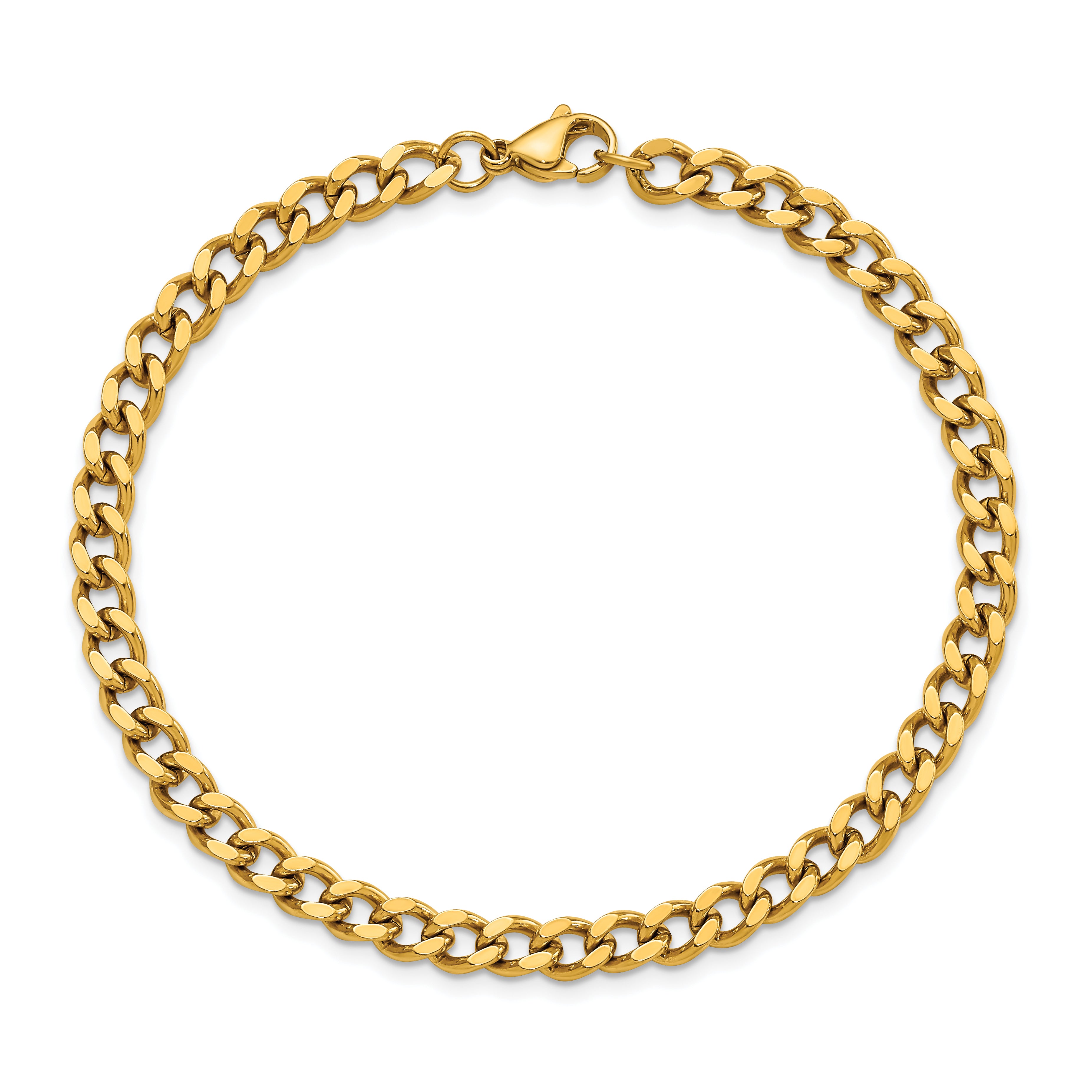 Chisel Stainless Steel Polished Yellow IP-plated 5mm 8.5in  Curb Chain Bracelet