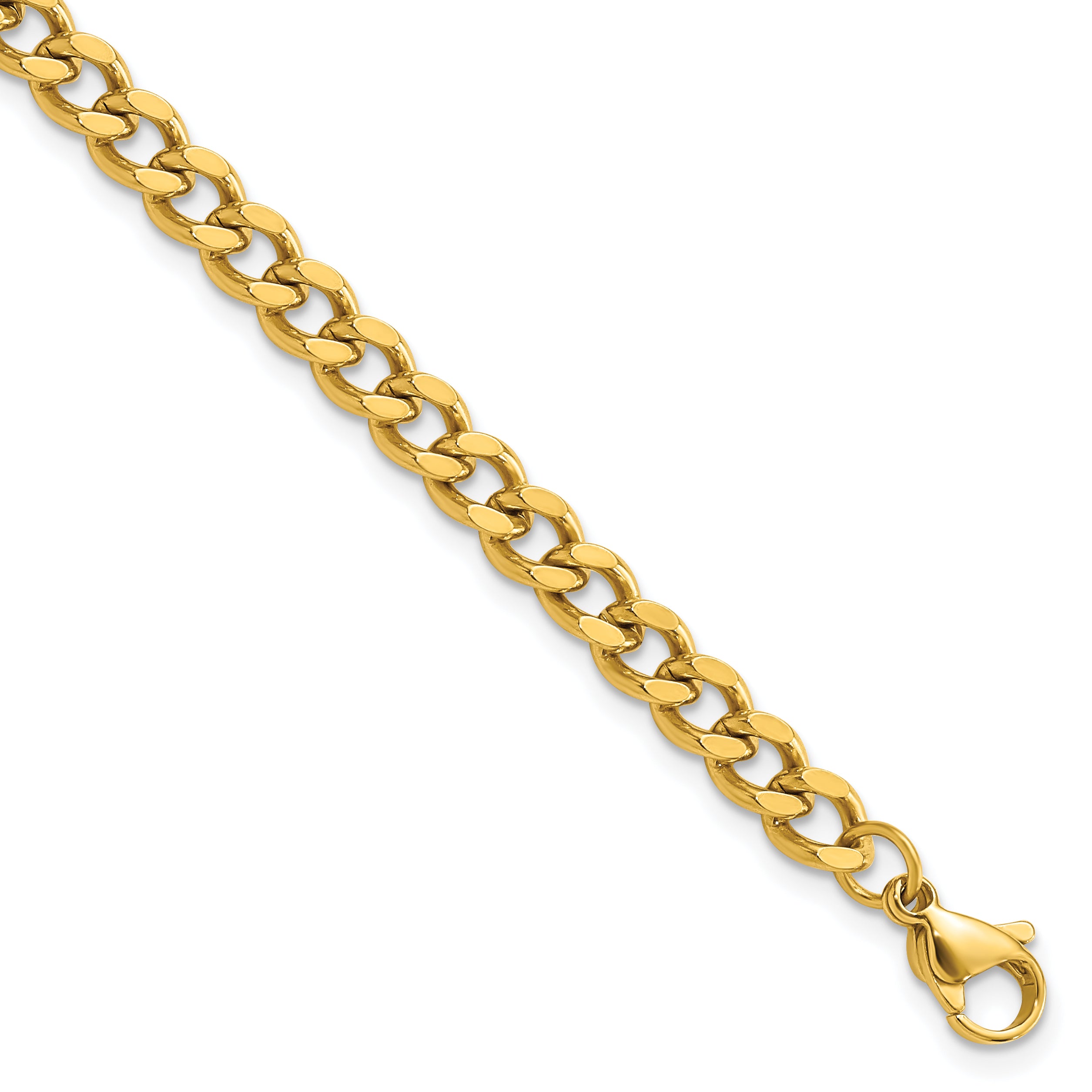 Chisel Stainless Steel Polished Yellow IP-plated 5mm 8.5in  Curb Chain Bracelet