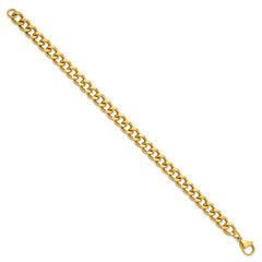 Chisel Stainless Steel Polished Yellow IP-plated 8mm 8.5in Curb Chain Bracelet