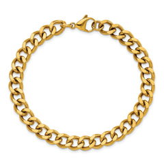 Chisel Stainless Steel Polished Yellow IP-plated 8mm 8.5in Curb Chain Bracelet