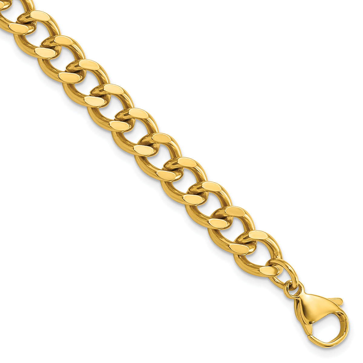 Chisel Stainless Steel Polished Yellow IP-plated 8mm 8.5in Curb Chain Bracelet