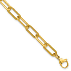 Chisel Stainless Steel Polished Yellow IP-plated Enlongated Open Link Paperclip 7.75 inch Chain Bracelet