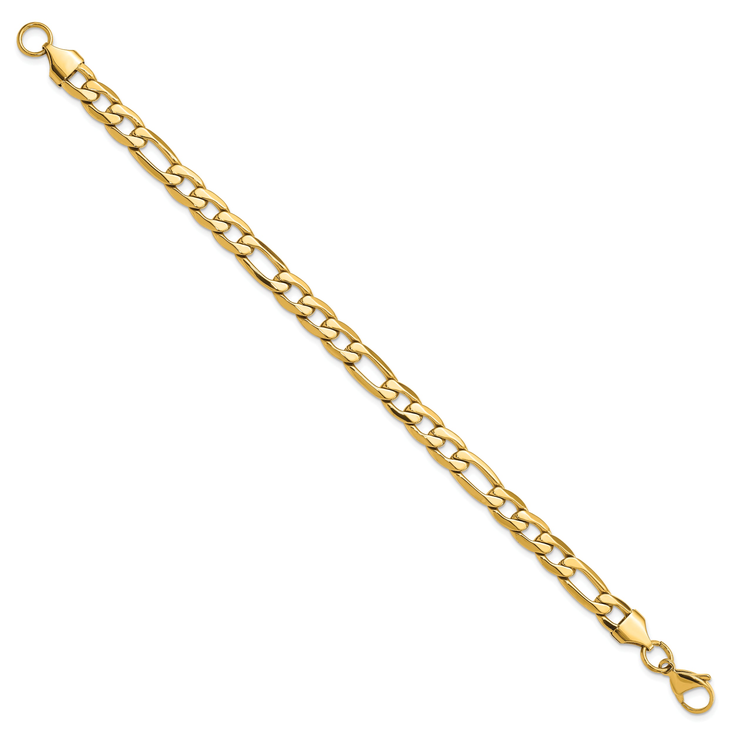 Chisel Stainless Steel Polished Yellow IP-plated 7.50mm 8.25 inch Figaro Bracelet