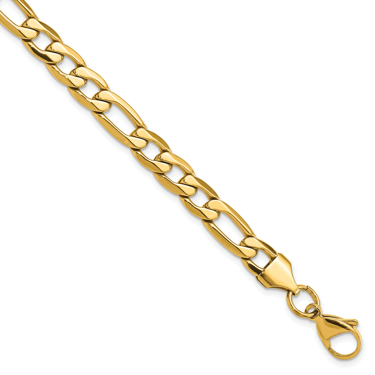 Chisel Stainless Steel Polished Yellow IP-plated 7.50mm 8.25 inch Figaro Bracelet