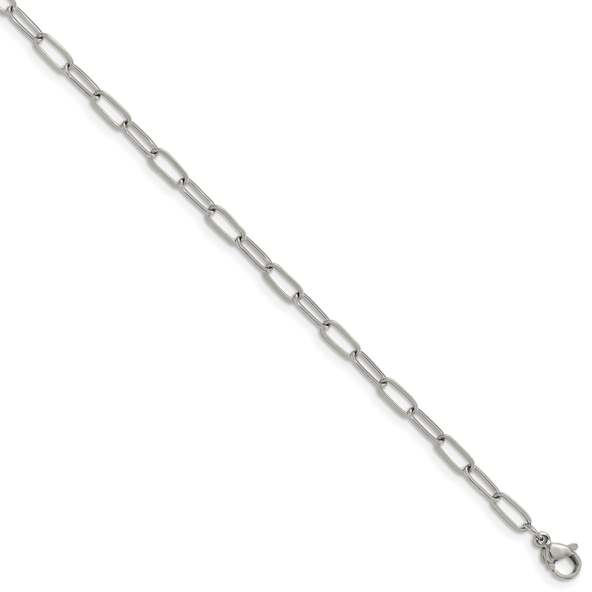 Chisel Stainless Steel Polished Elongated Open Link Paperclip 6.5 inch + 1.25 inch Bracelet