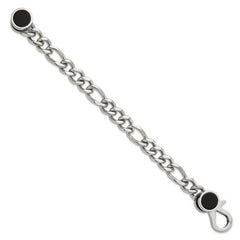 Chisel Stainless Steel Polished with Black Agate 8 inch Figaro Link Bracelet