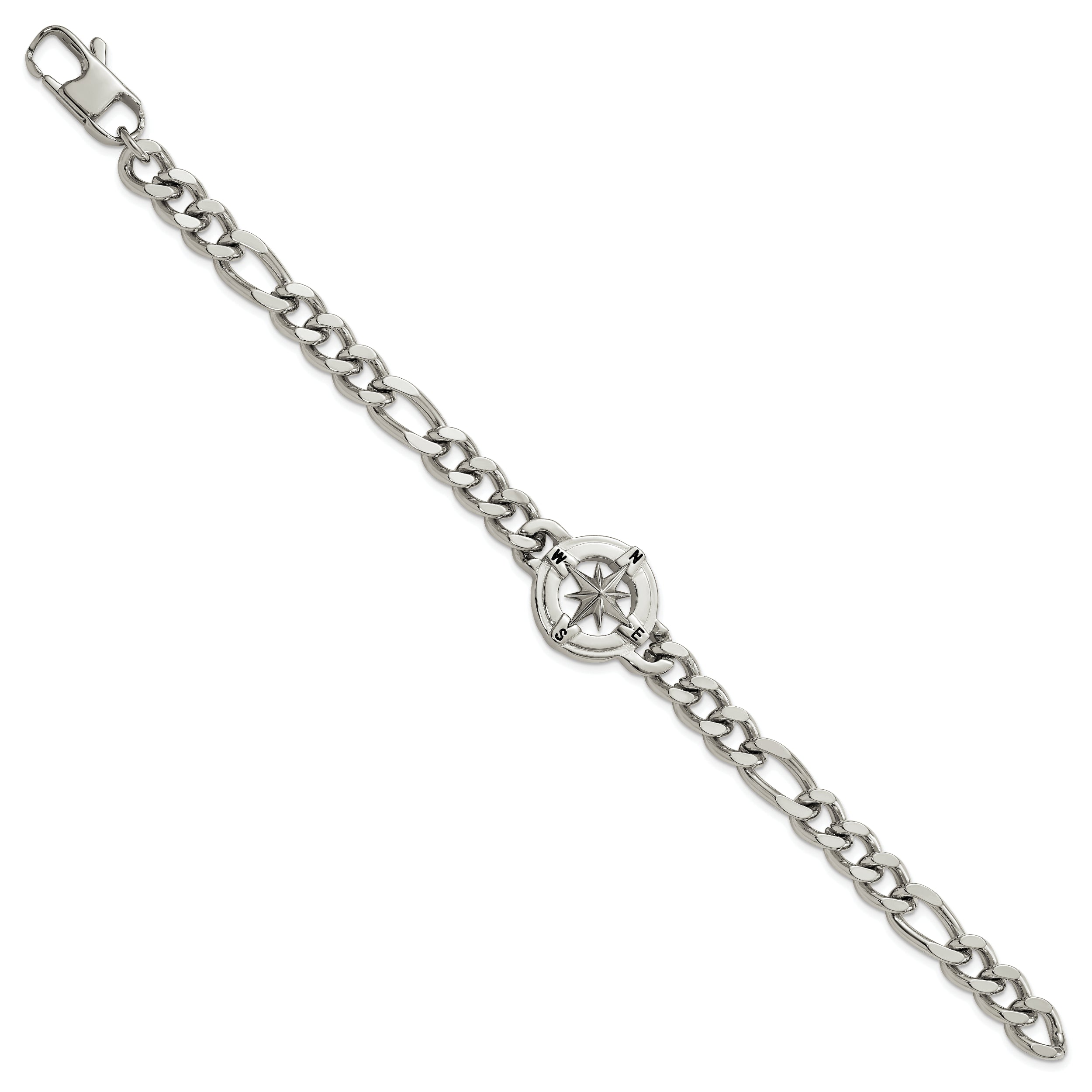 Chisel Stainless Steel Polished Compass 8.75 inch Bracelet