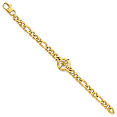 Chisel Stainless Steel Polished Yellow IP-plated Compass 8.75 inch Bracelet