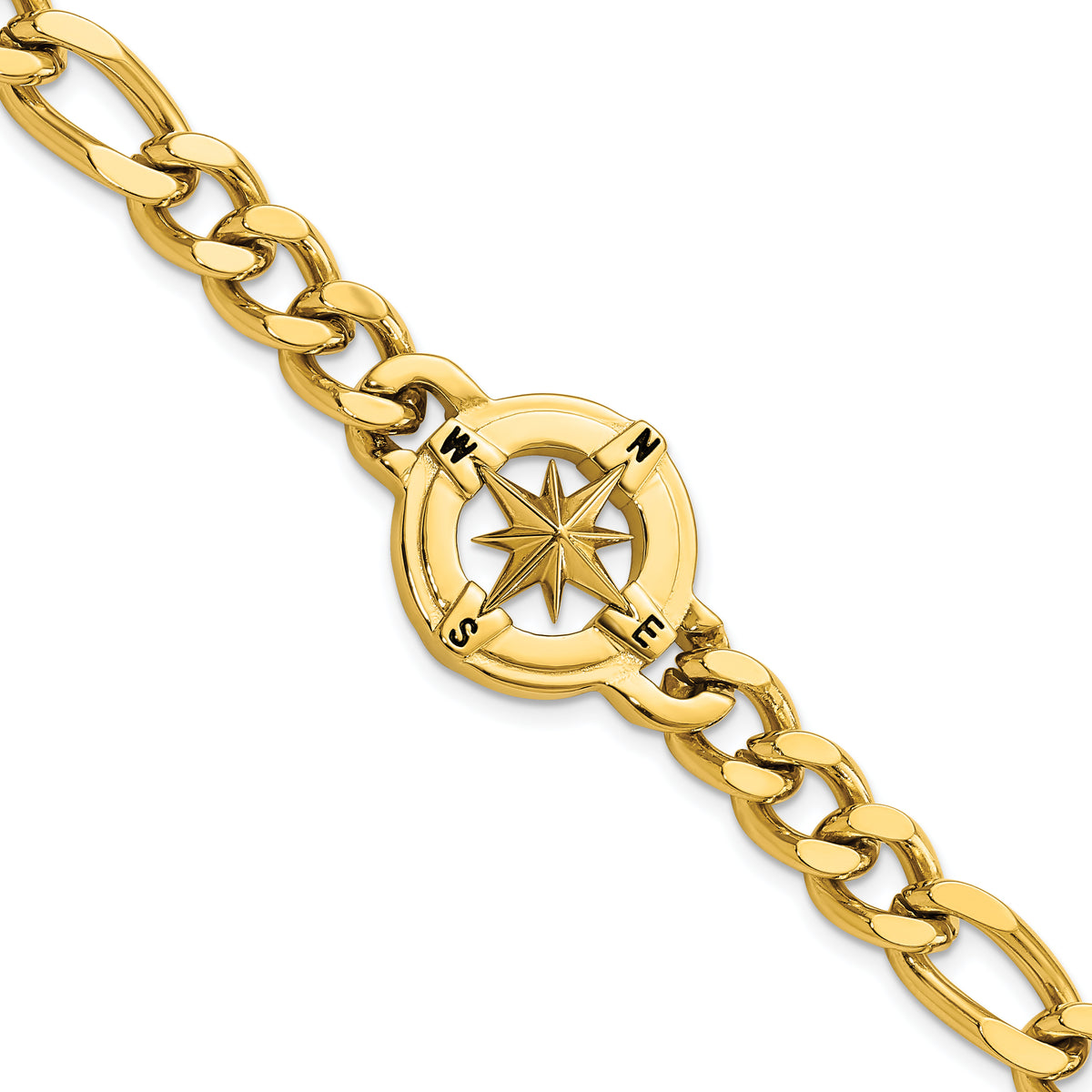 Chisel Stainless Steel Polished Yellow IP-plated Compass 8.75 inch Bracelet