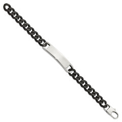 Chisel Stainless Steel Polished Black IP-plated Curb Chain 8.5 inch ID Bracelet