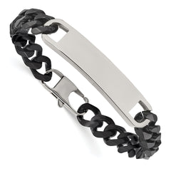 Chisel Stainless Steel Polished Black IP-plated Curb Chain 8.5 inch ID Bracelet